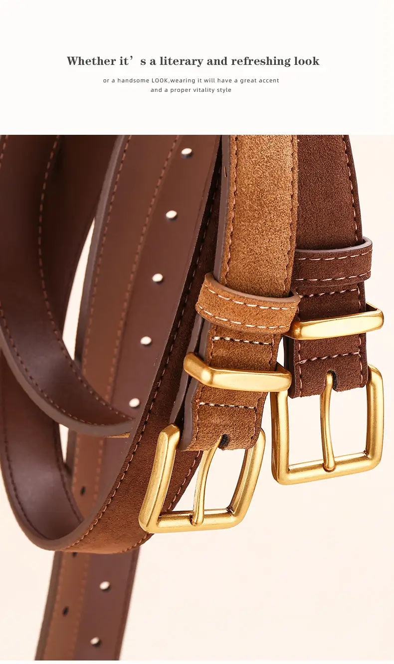 Women's Matte Suede Belt with Matte Pin Buckle — feature 15