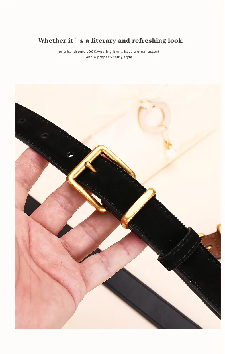 Women's Matte Suede Belt with Matte Pin Buckle — feature 16