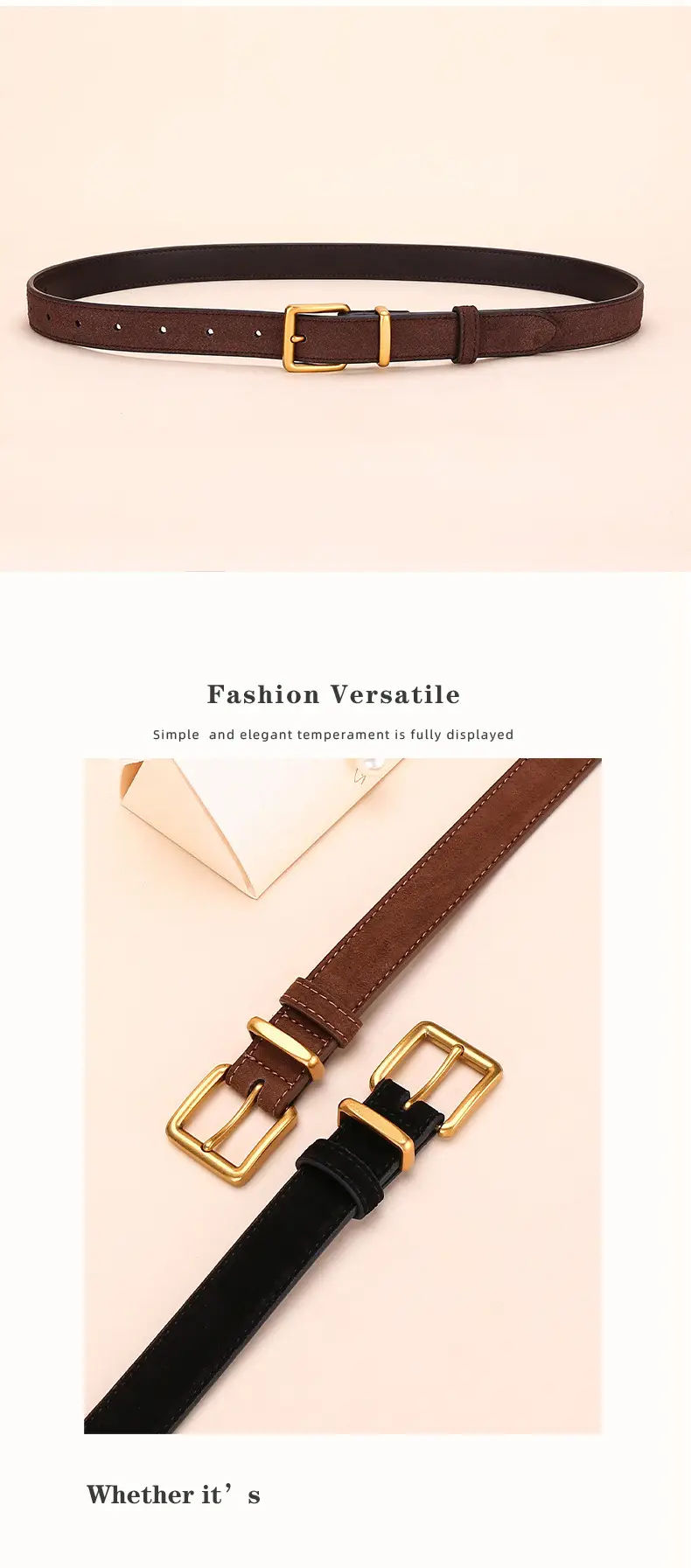 Women's Matte Suede Belt with Matte Pin Buckle — feature 17