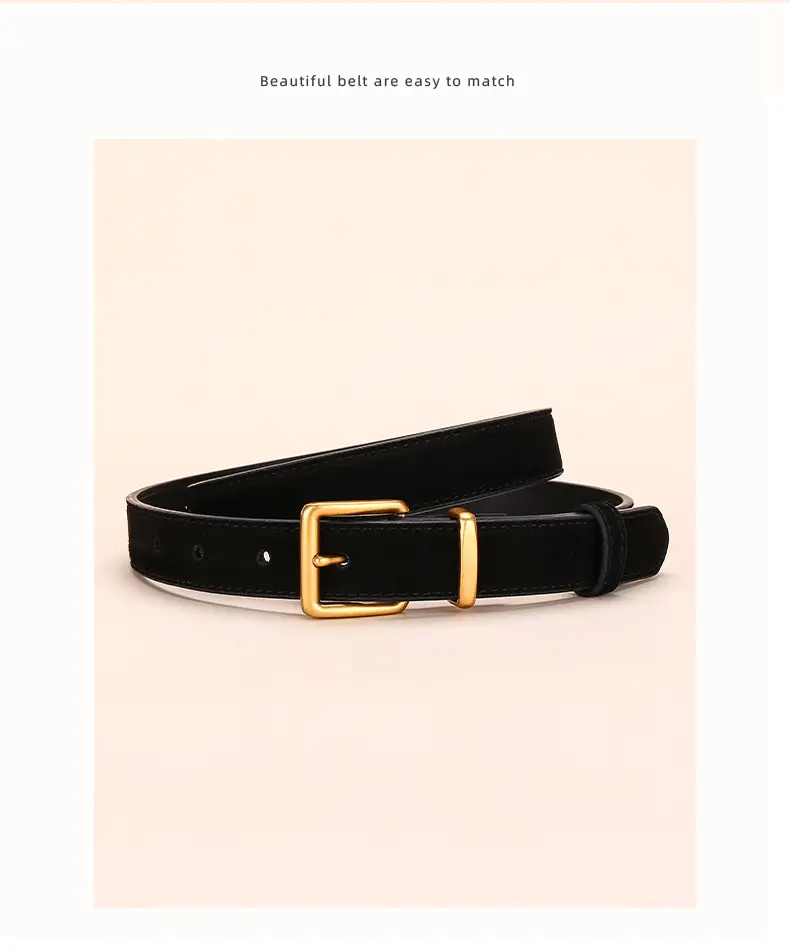 Women's Matte Suede Belt with Matte Pin Buckle — feature 20
