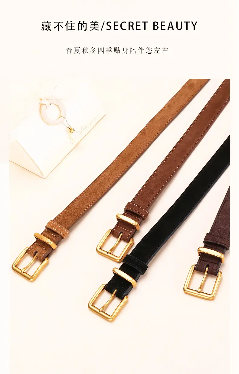 Women's Matte Suede Belt with Matte Pin Buckle — feature 3