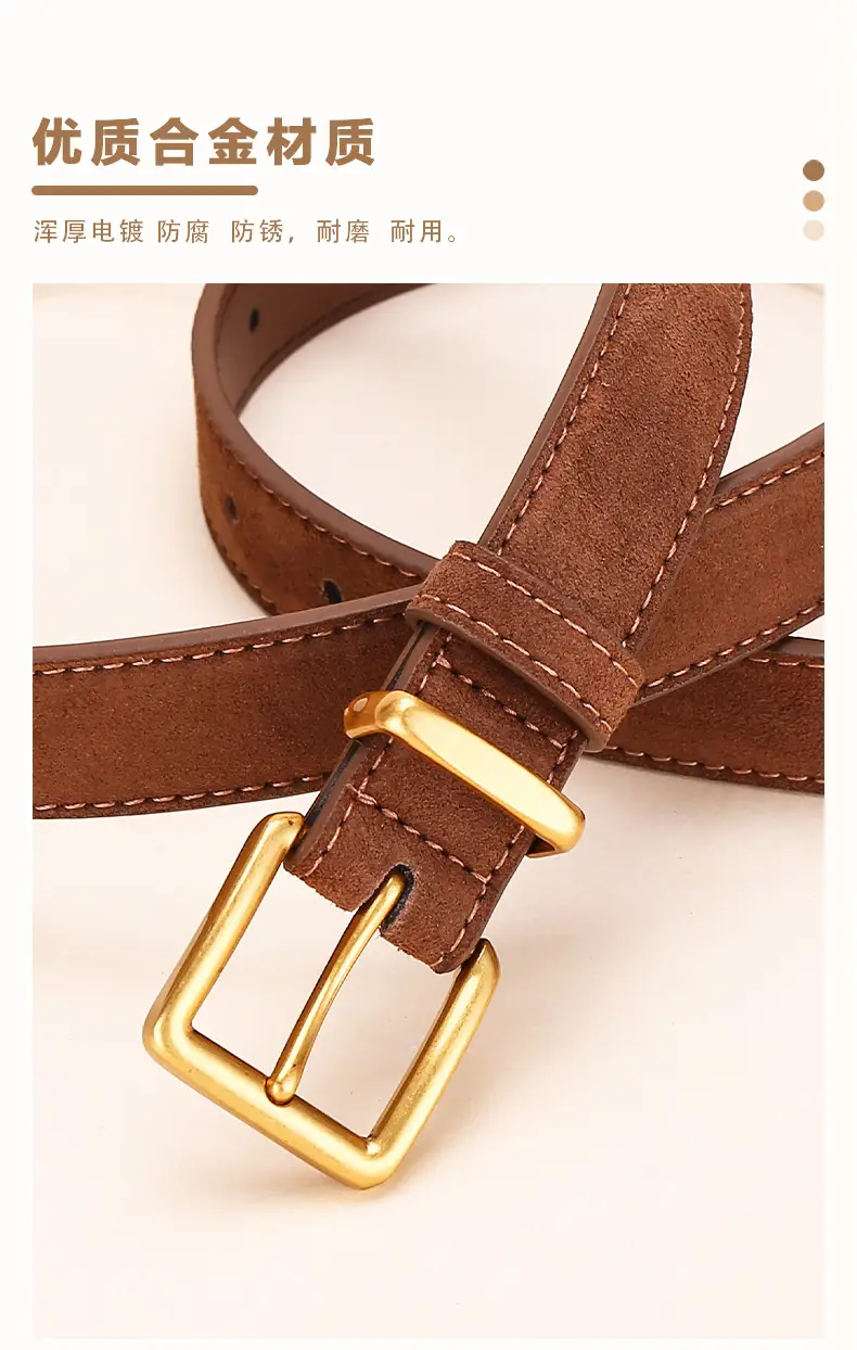 Women's Matte Suede Belt with Matte Pin Buckle — feature 5