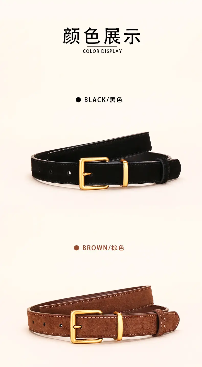 Women's Matte Suede Belt with Matte Pin Buckle — feature 9