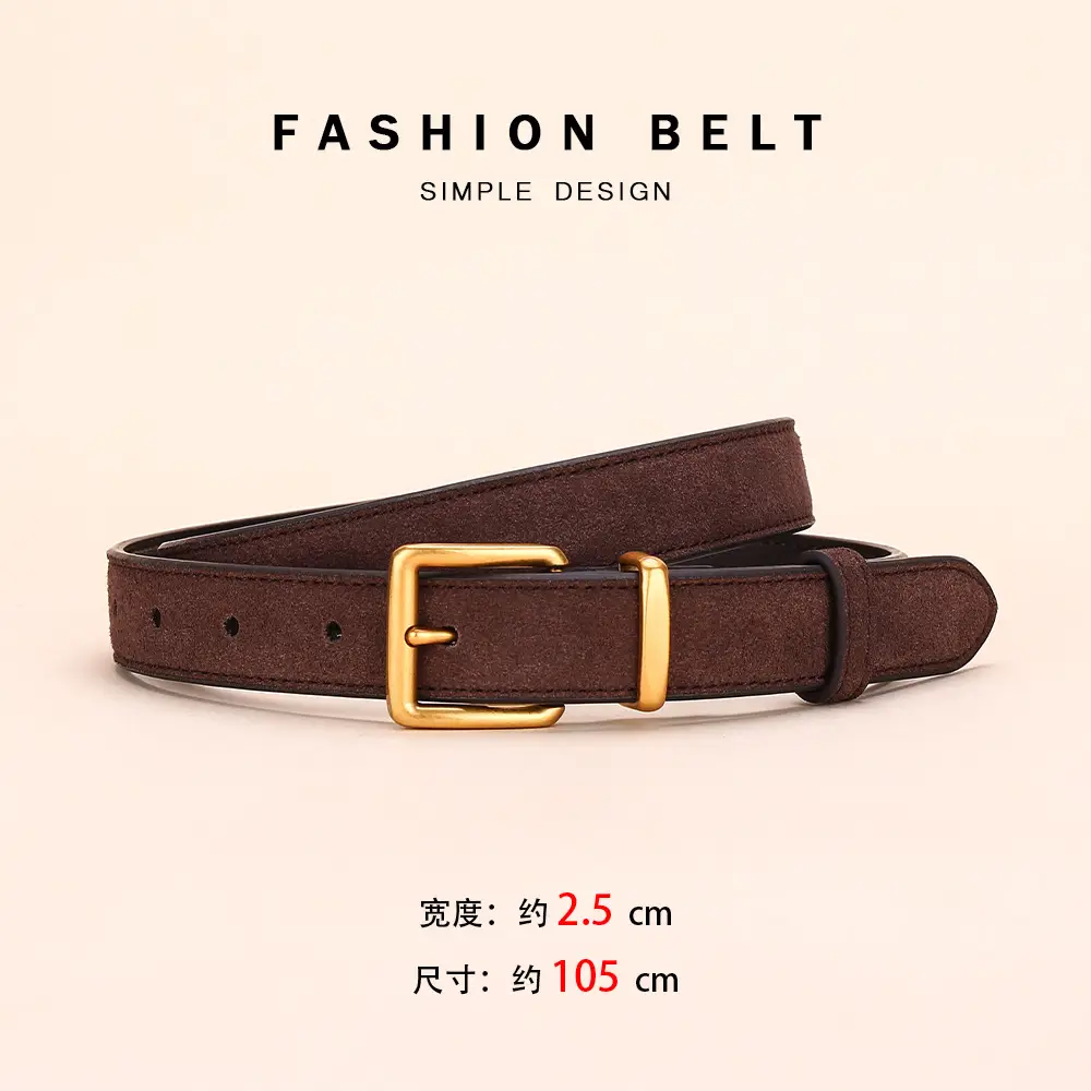 Women's Matte Suede Belt with Matte Pin Buckle - Image 2