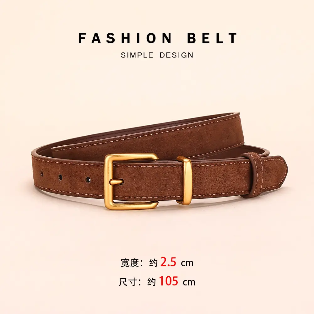 Women's Matte Suede Belt with Matte Pin Buckle - Image 3