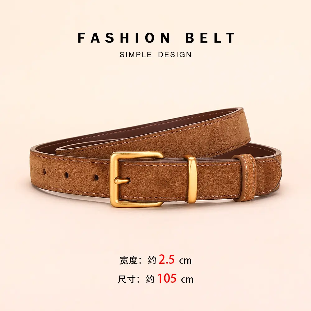 Women's Matte Suede Belt with Matte Pin Buckle - Image 4