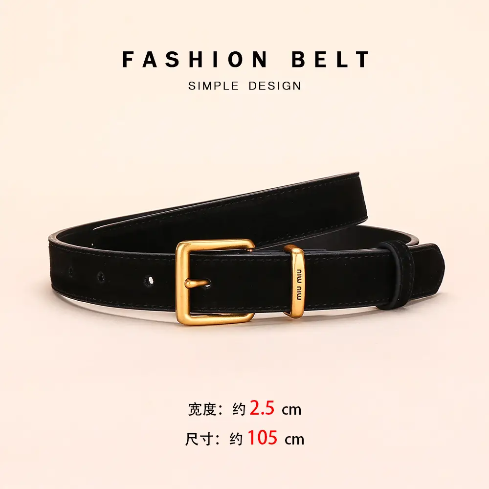 Women's Matte Suede Belt with Matte Pin Buckle - Image 5
