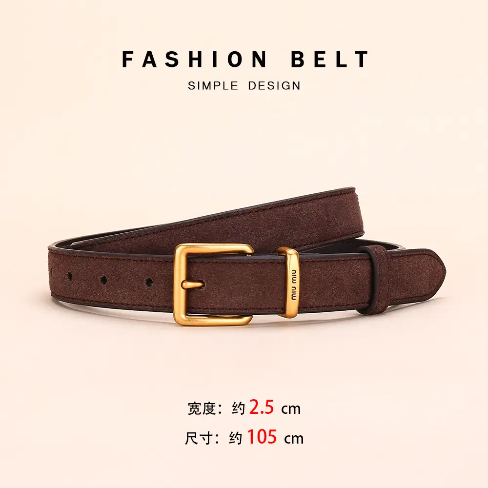 Women's Matte Suede Belt with Matte Pin Buckle - Image 6