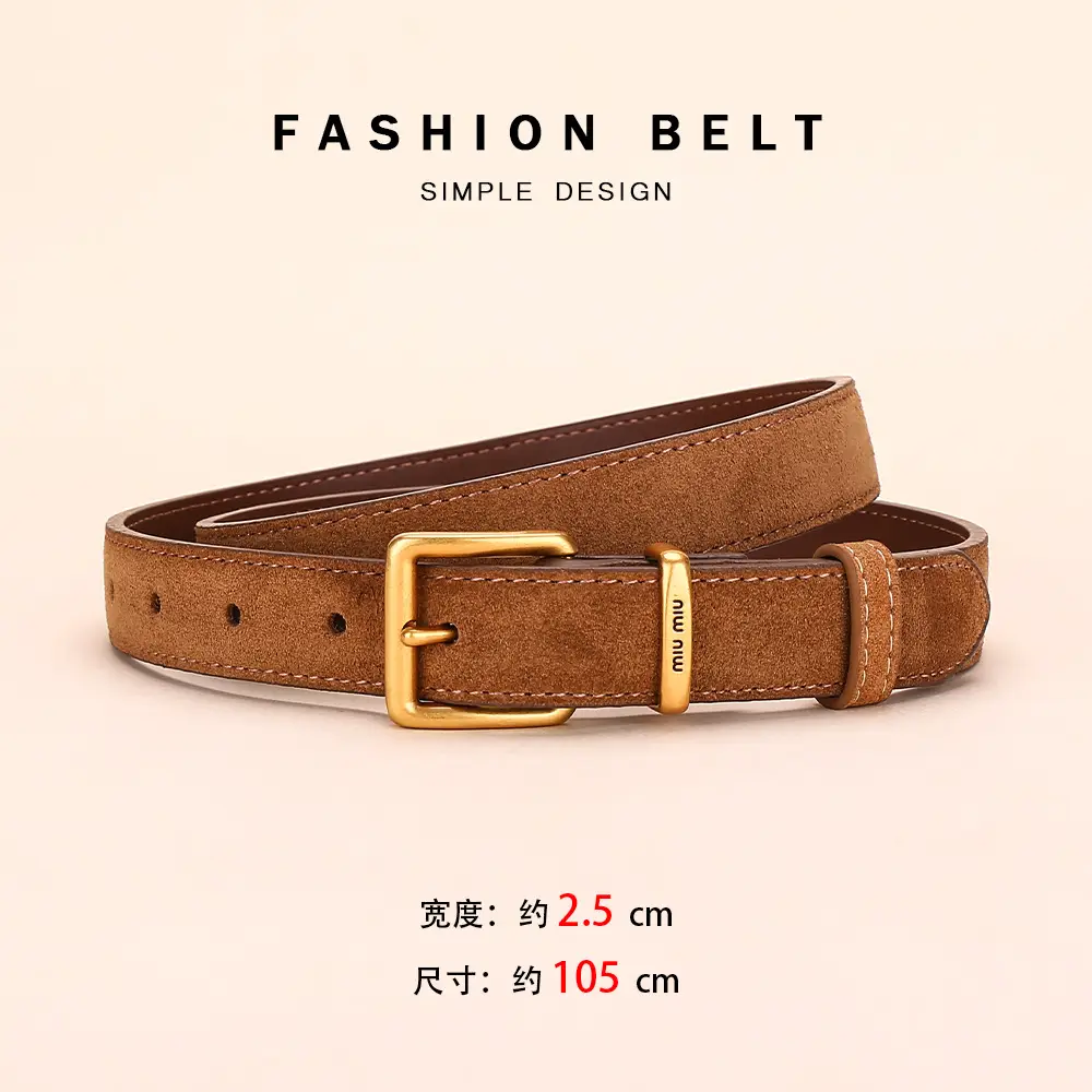 Women's Matte Suede Belt with Matte Pin Buckle - Image 8