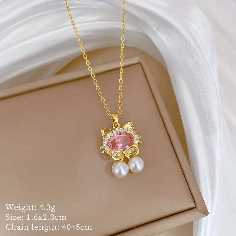 Cute Cherry Design Gold Necklace for Women - Image 13