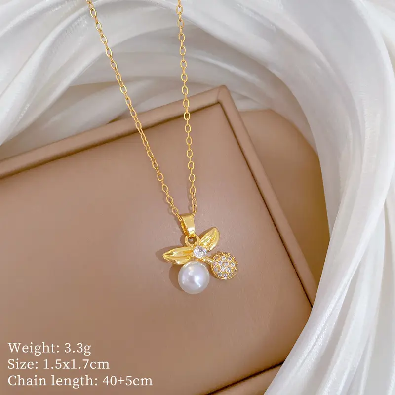 Cute Cherry Design Gold Necklace for Women - Image 2