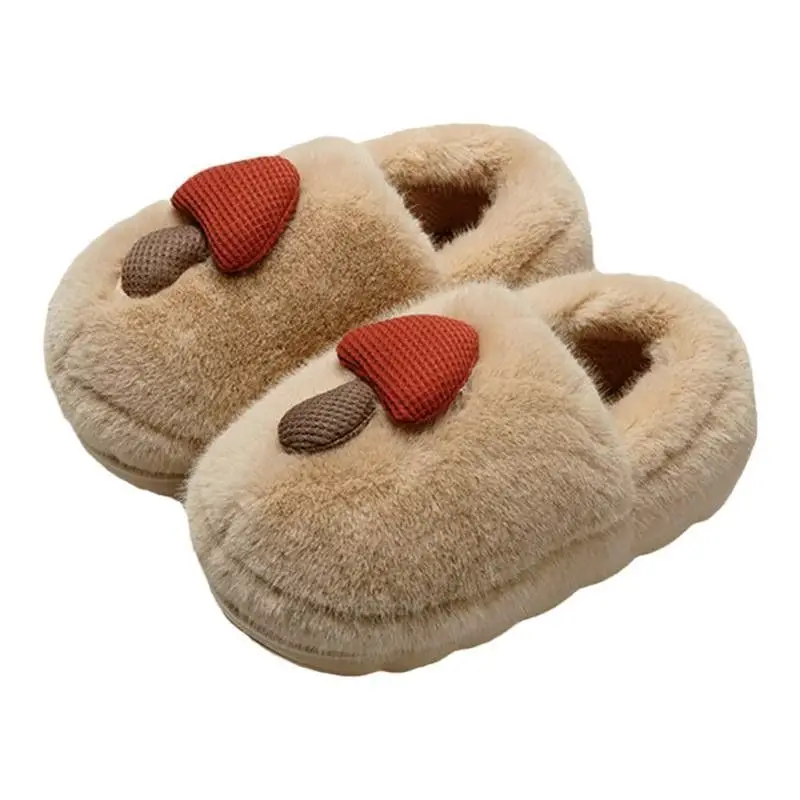 Autumn and winter new cotton slippers ladies home indoor non-slip thick-soled cute plush warm bag heel moon shoes - Image 9