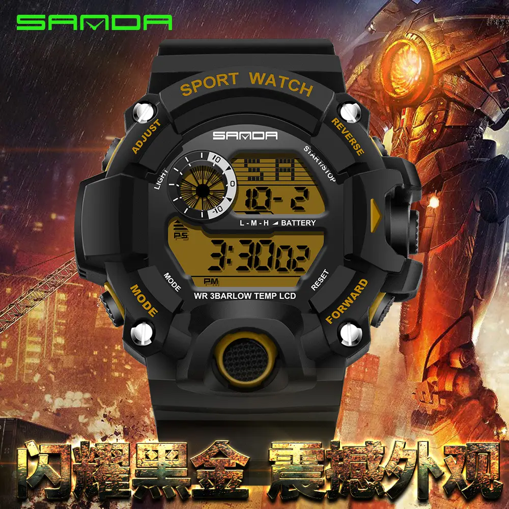 Sanda Black Waterproof Teenager Sport Watch - Image 7