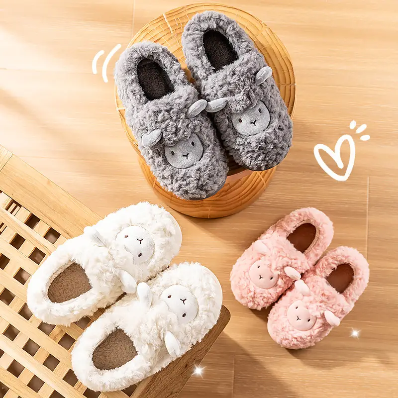 Cixi Cotton Slippers for Women Spring and Autumn and Winter Home Indoor Couple Non-slip Home Warm Winter Fur Plush Men