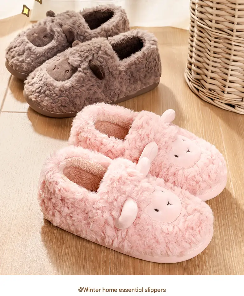 Cixi Cotton Slippers for Women Spring and Autumn and Winter Home Indoor Couple Non-slip Home Warm Winter Fur Plush Men — feature 20