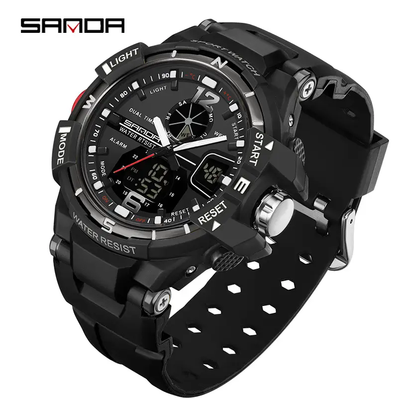 Sanda Pink Multifunctional Dual Display Waterproof Sports Watch