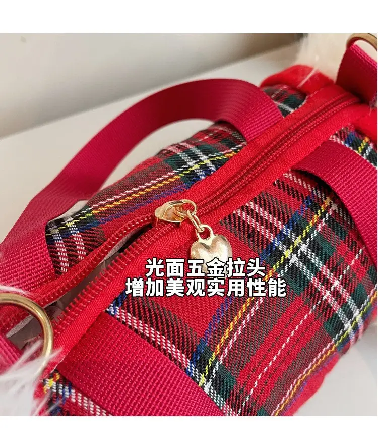 Cute Plaid Bunny Plush Bag for Girls — feature 13