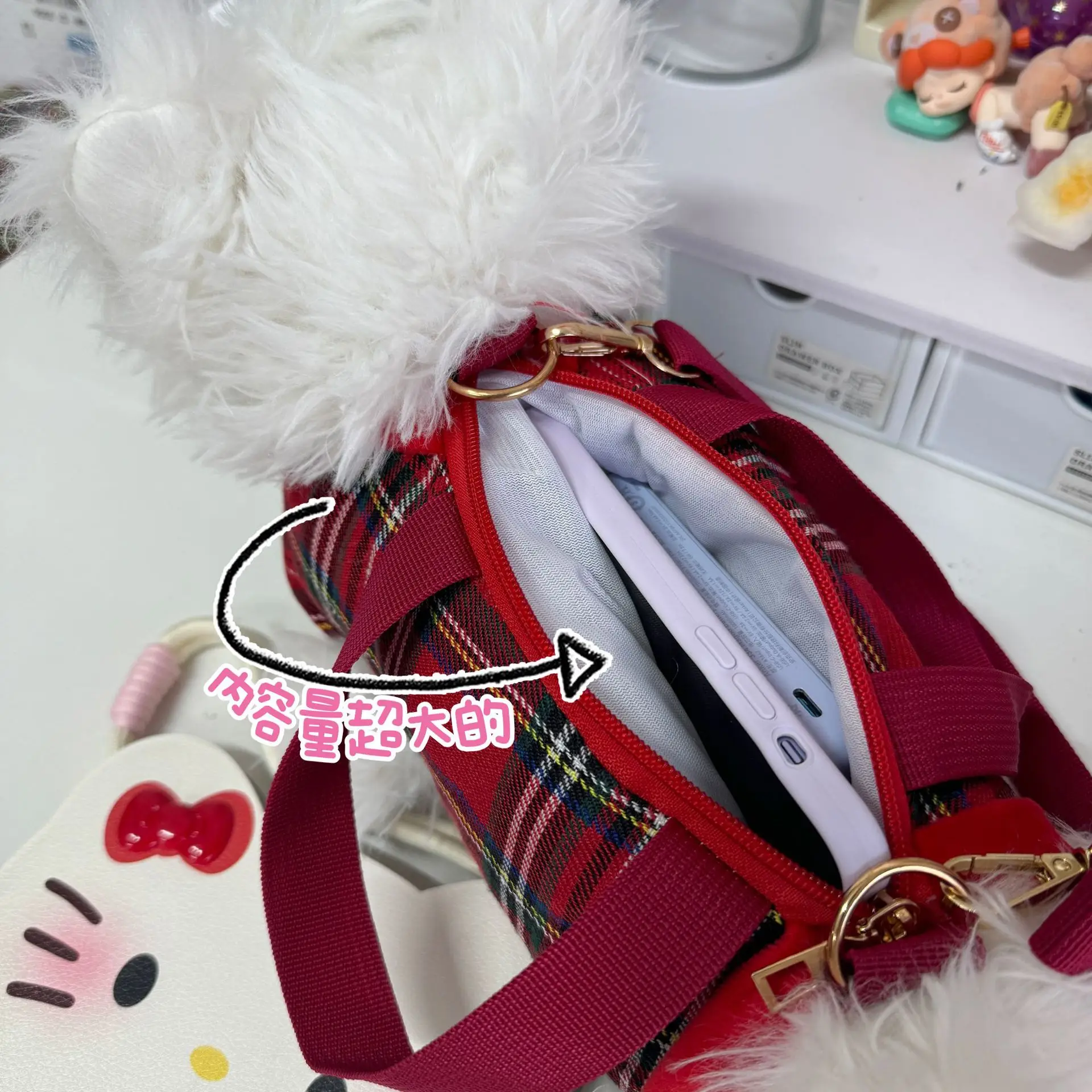 Cute Plaid Bunny Plush Bag for Girls — feature 22