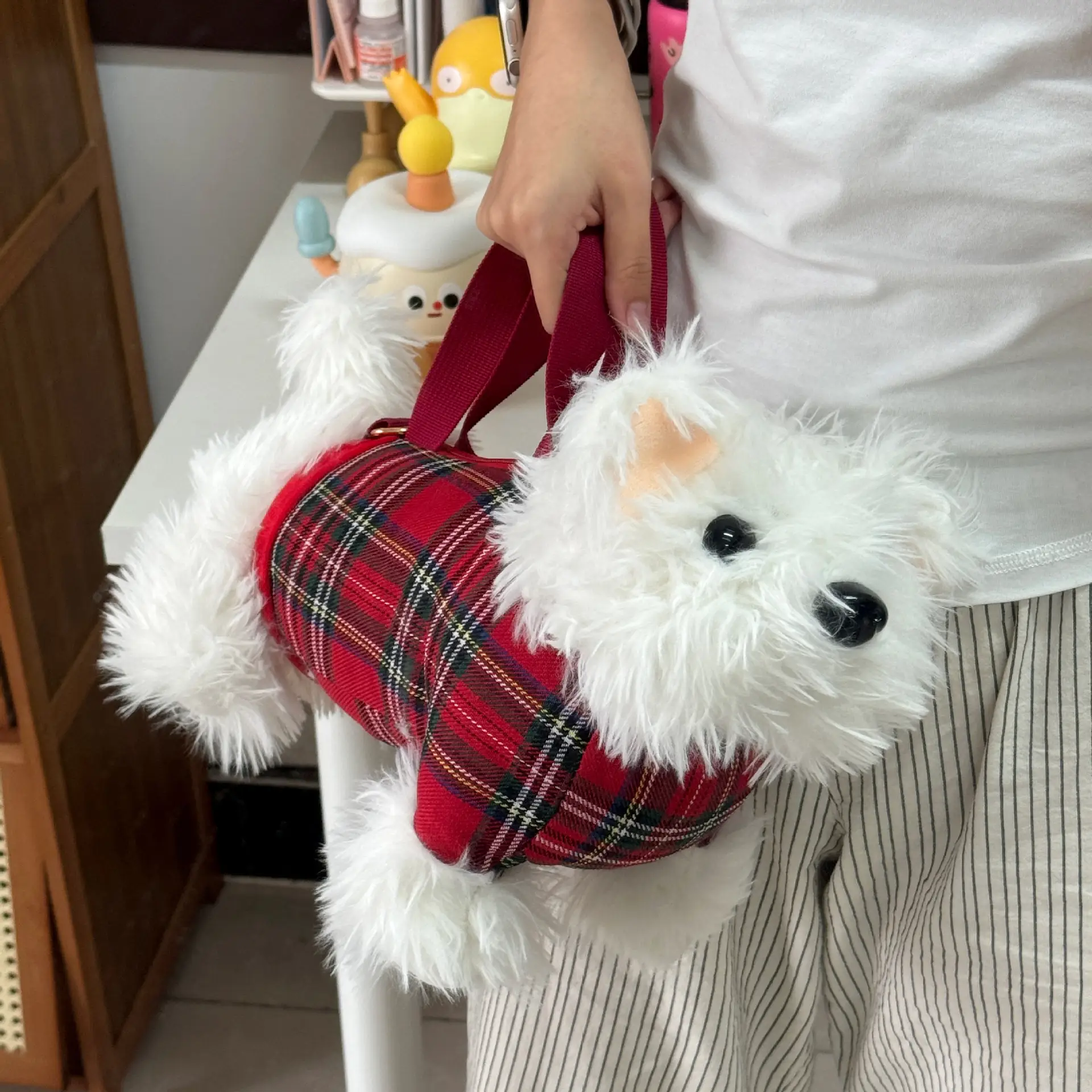 Cute Plaid Bunny Plush Bag for Girls — feature 5