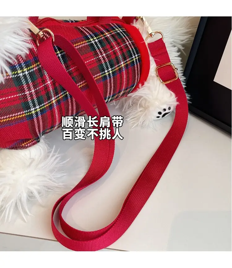 Cute Plaid Bunny Plush Bag for Girls — feature 7