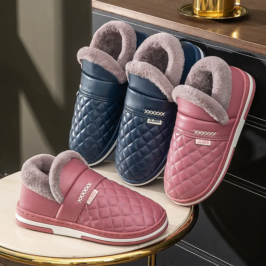 Jialiya Elderly Cotton Shoes Men's Winter 2025 New Anti-Slip Thick-Soled Waterproof Warm Outer Leather Cotton Slippers for Women - Image 7