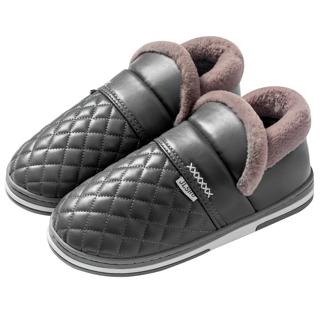 Jialiya Elderly Cotton Shoes Men's Winter 2025 New Anti-Slip Thick-Soled Waterproof Warm Outer Leather Cotton Slippers for Women - Image 8