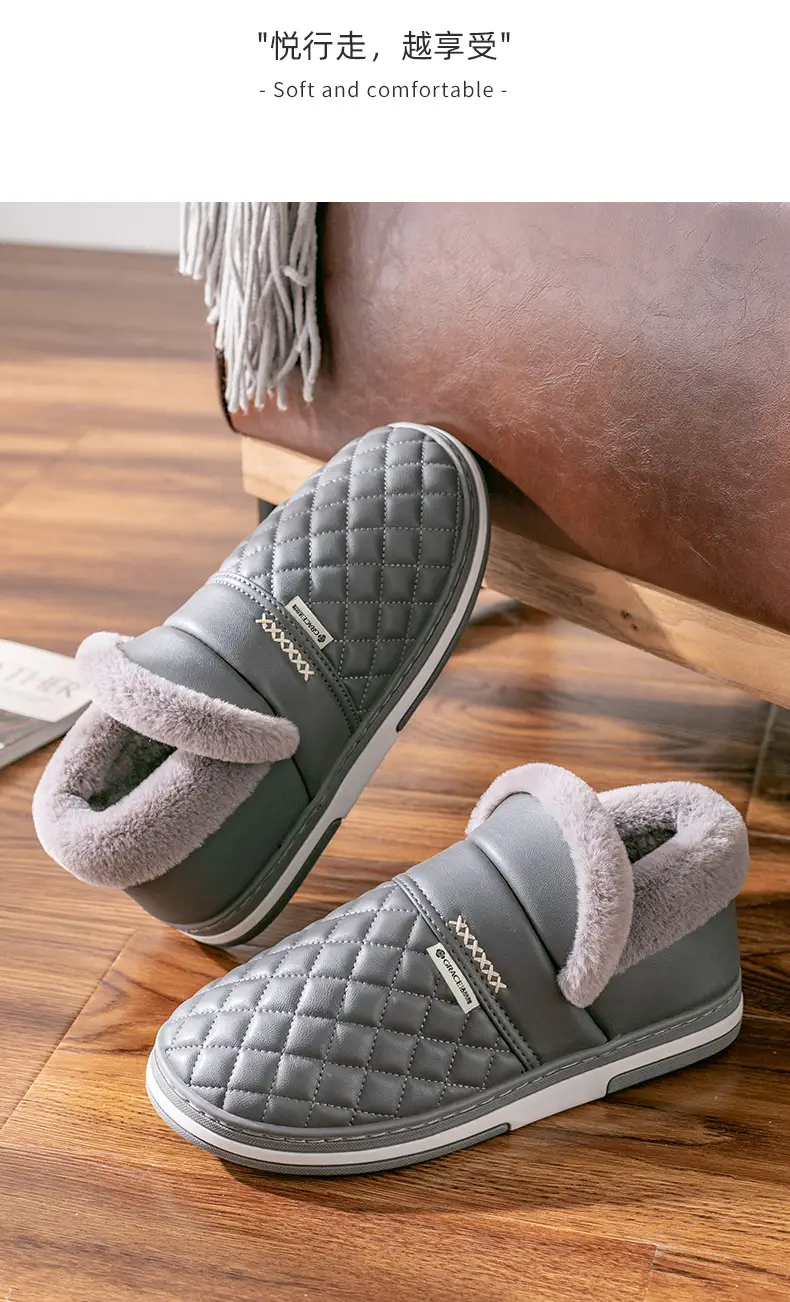 Jialiya Elderly Cotton Shoes Men's Winter 2025 New Anti-Slip Thick-Soled Waterproof Warm Outer Leather Cotton Slippers for Women — feature 13
