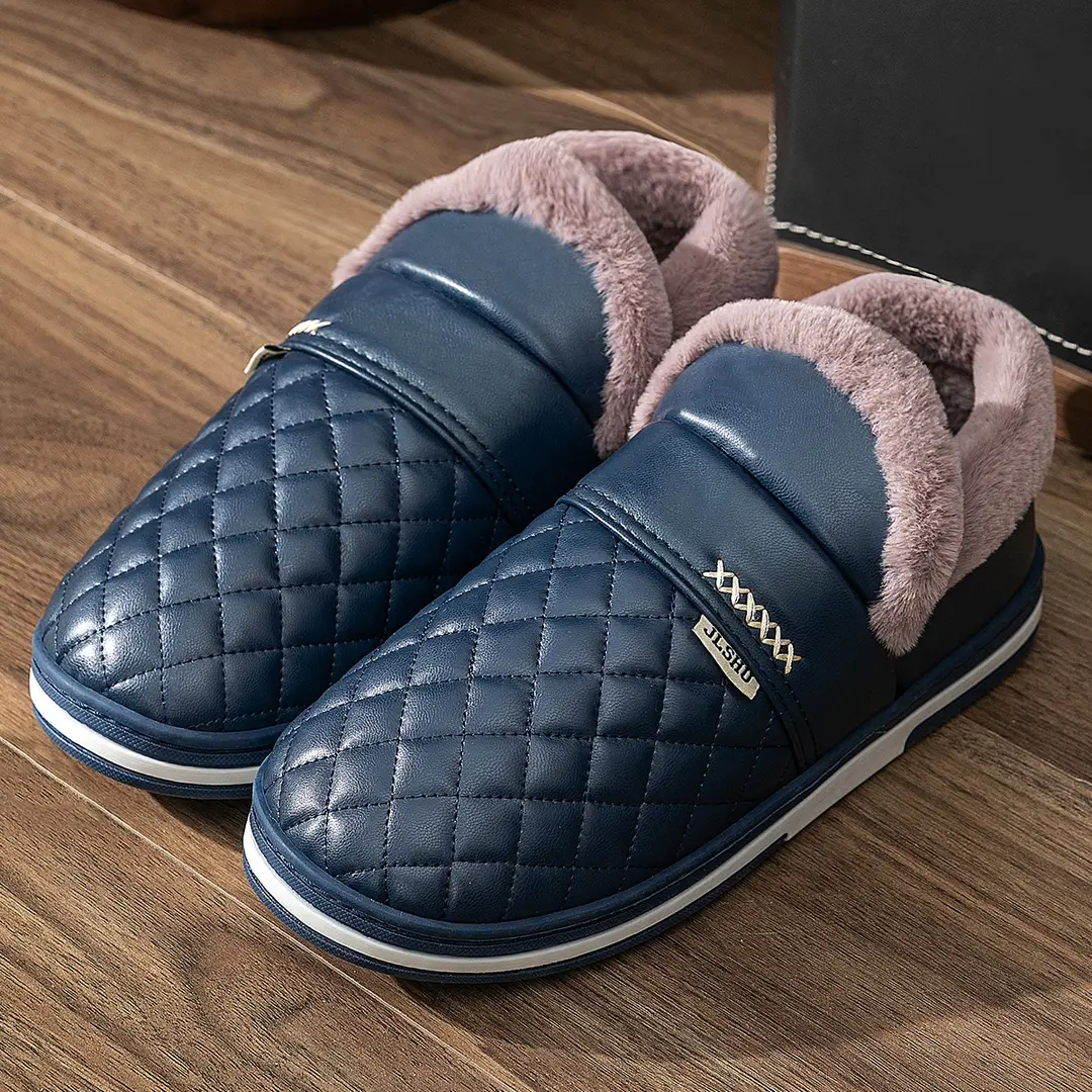 Jialiya Elderly Cotton Shoes Men's Winter 2025 New Anti-Slip Thick-Soled Waterproof Warm Outer Leather Cotton Slippers for Women - Image 3