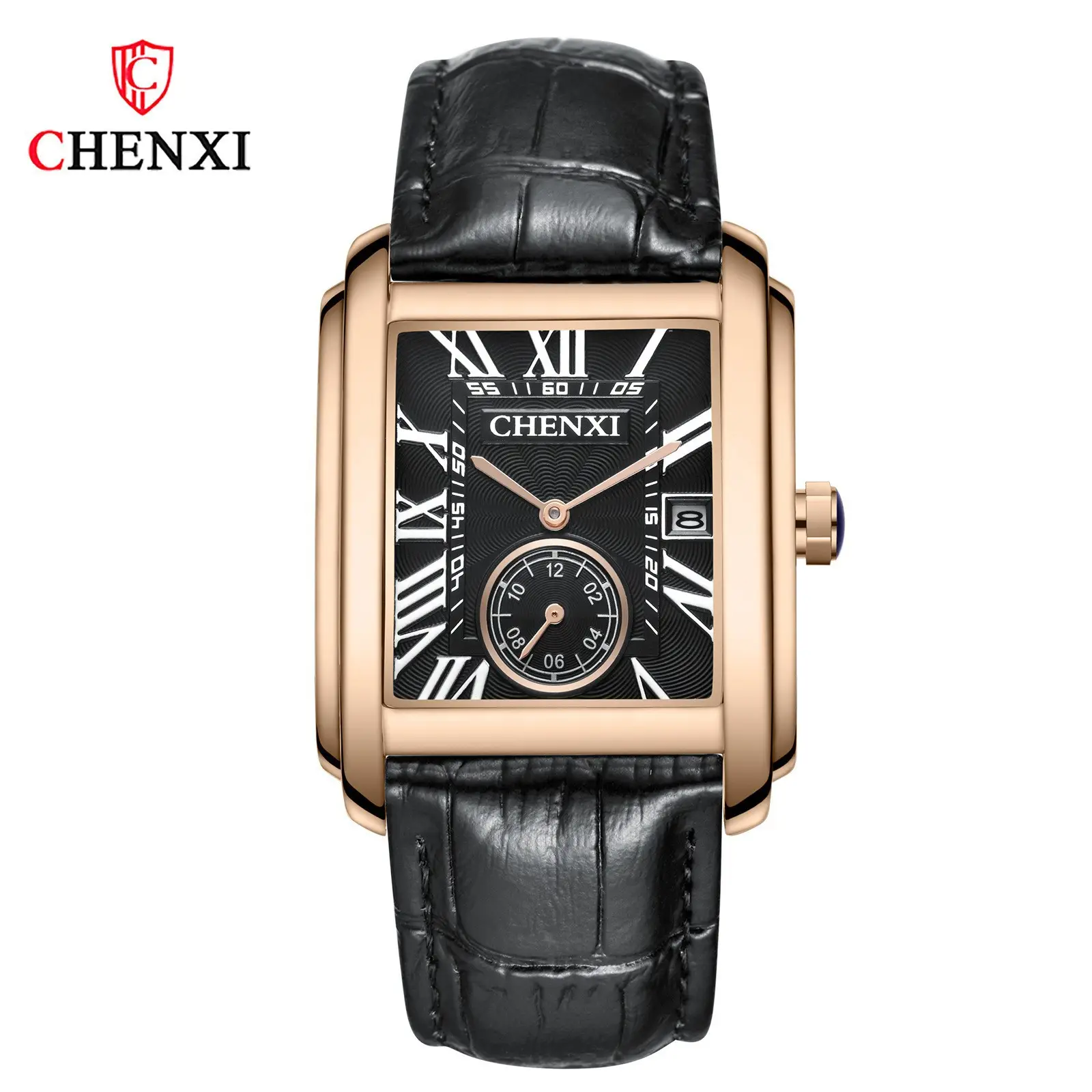 Chennai Square Quartz Watch Brown Leather Belt - Image 8