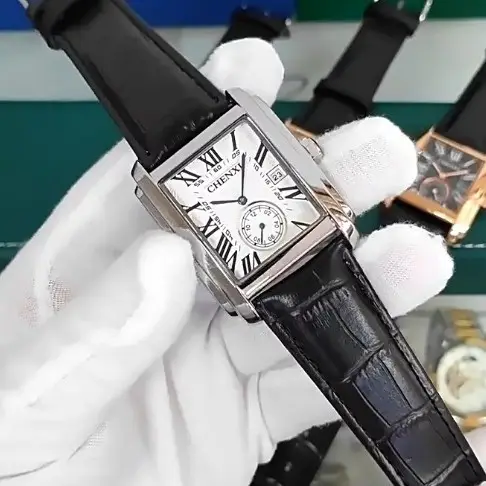Chennai Square Quartz Watch Brown Leather Belt - Image 9