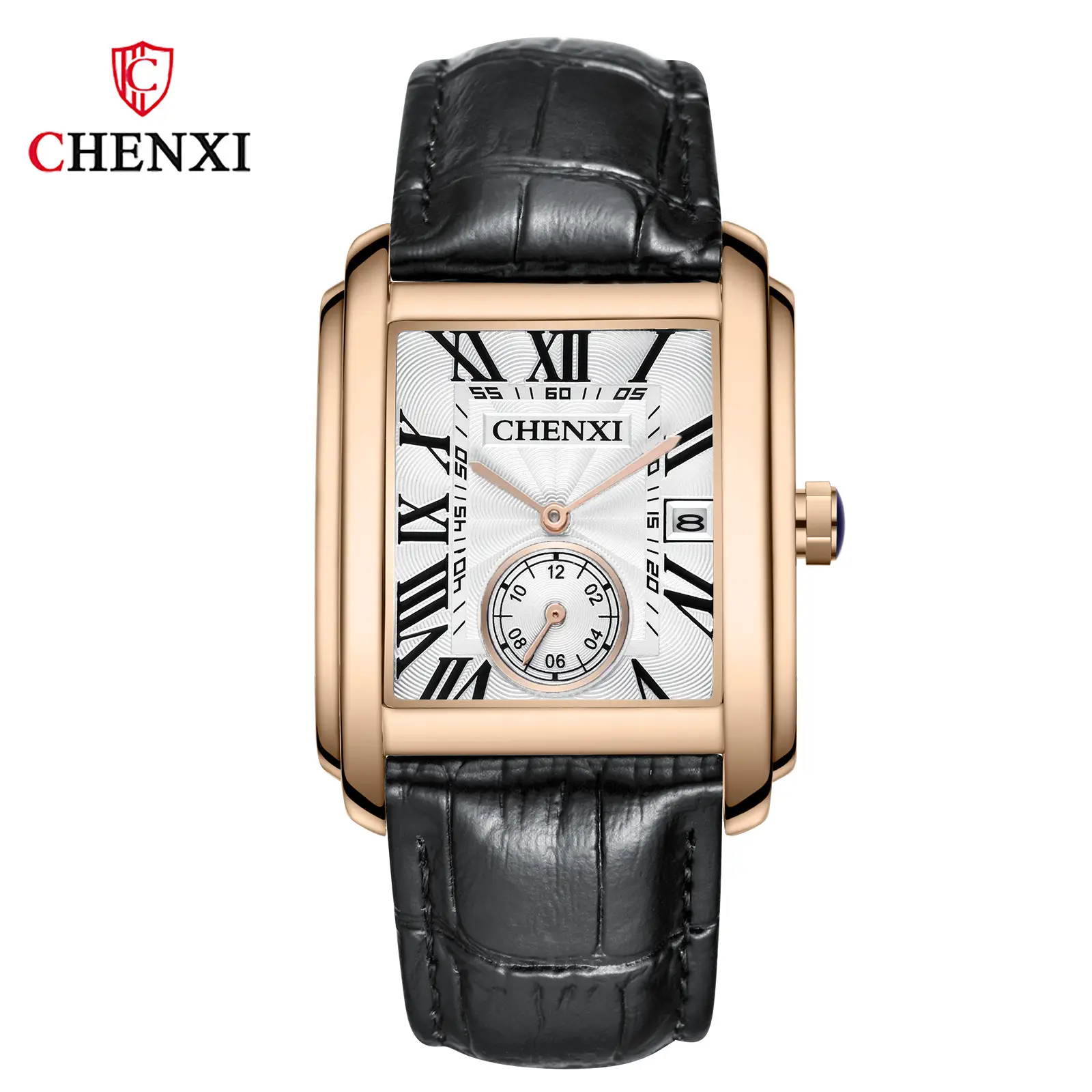 Chennai Square Quartz Watch Brown Leather Belt - Image 2
