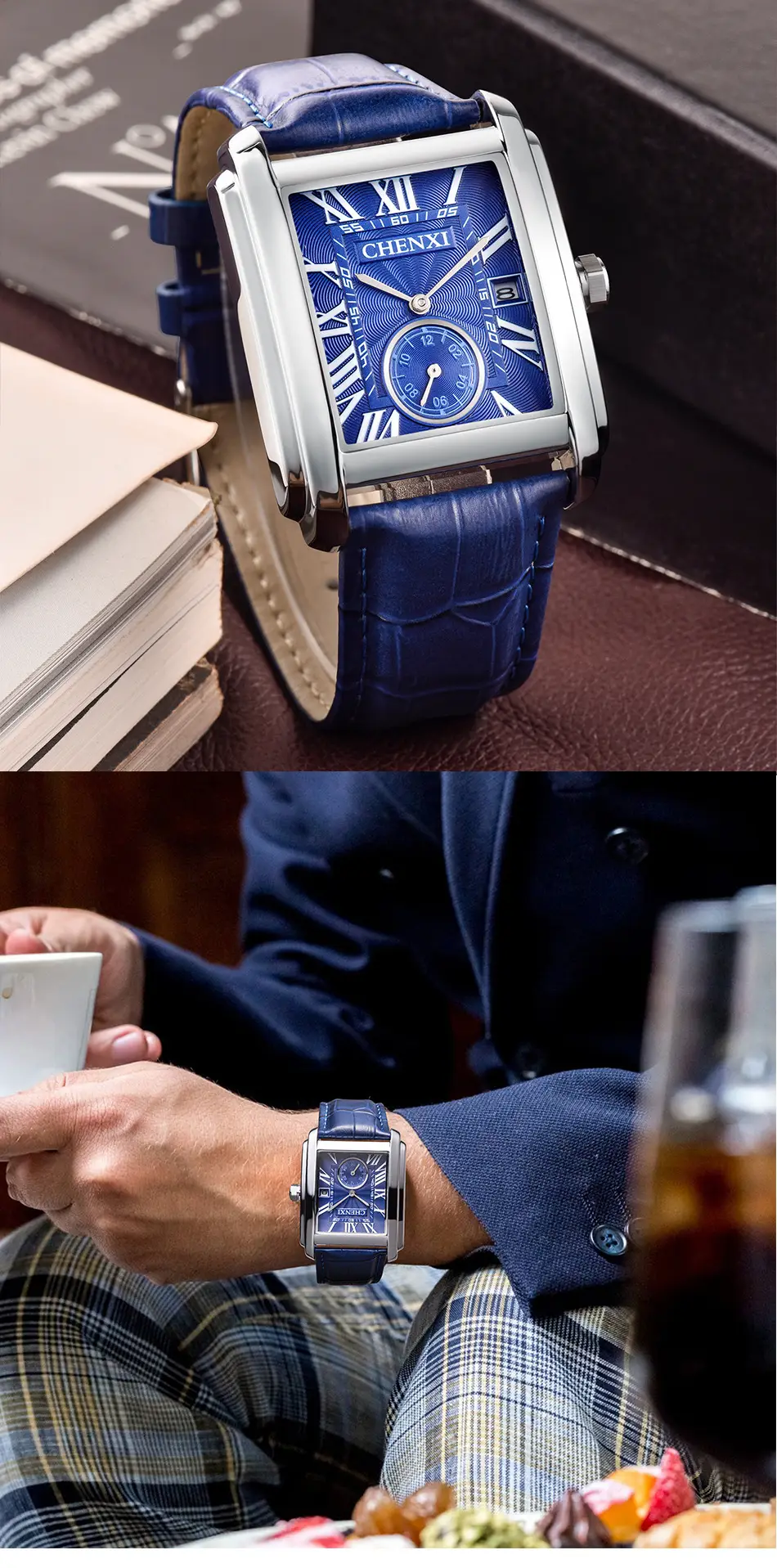 Chennai Square Quartz Watch Brown Leather Belt — feature 15