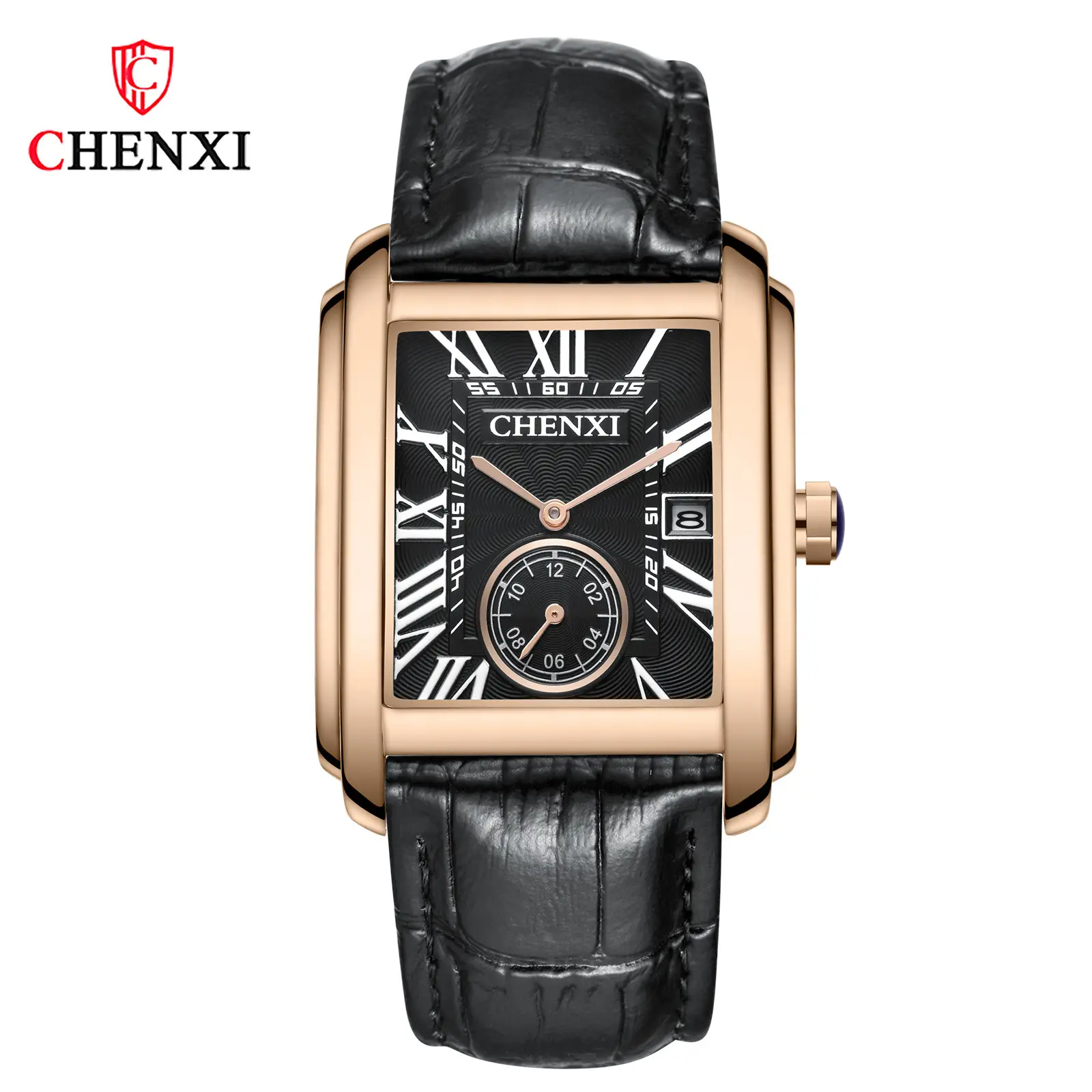 Chennai Square Quartz Watch Brown Leather Belt - Image 3
