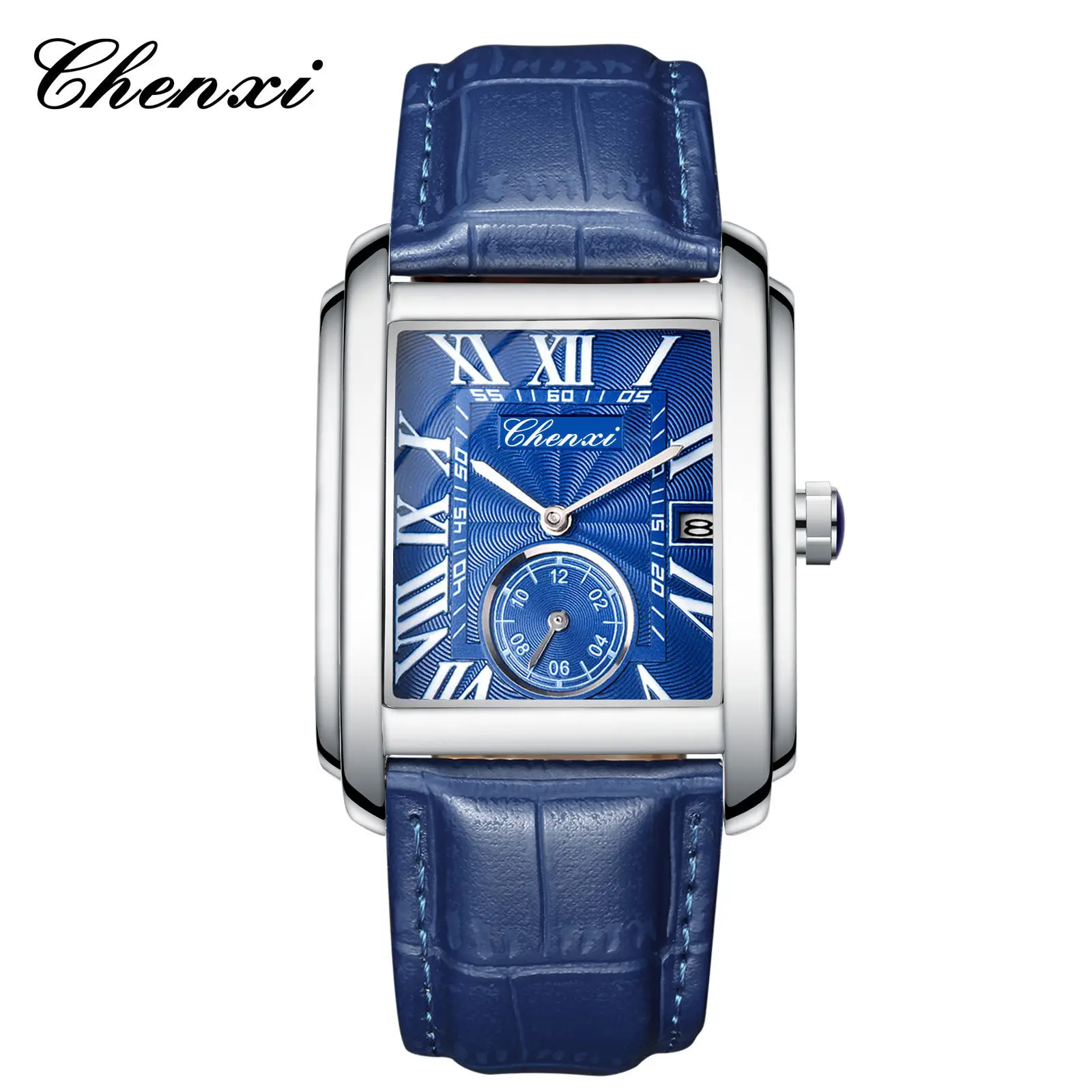 Chennai Square Quartz Watch Brown Leather Belt - Image 6