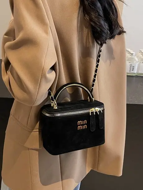 Women's Retro Frosted Chain Bucket Bag Brown
