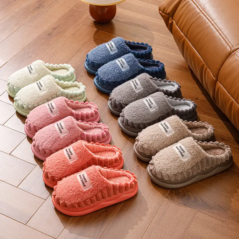 Cotton Slippers Women's Winter fleece-lined Warm EVA Soft Bottom Non-slip Plush Couple's Thick Bottom Slippers Men's Cross-border Hair - Image 10