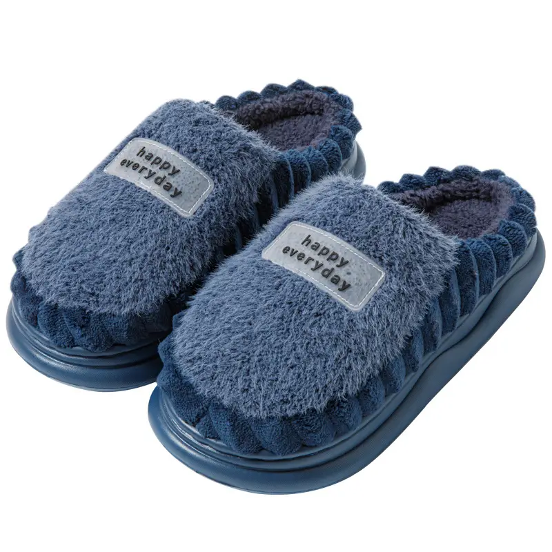 Cotton Slippers Women's Winter fleece-lined Warm EVA Soft Bottom Non-slip Plush Couple's Thick Bottom Slippers Men's Cross-border Hair - Image 11