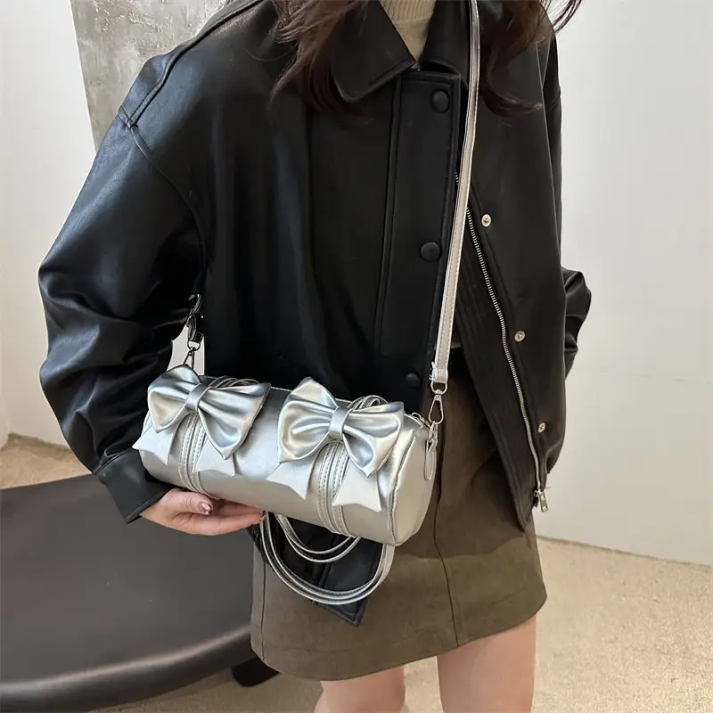 Silver Bow Crossbody Bag for Women Winter 2024 - Image 6
