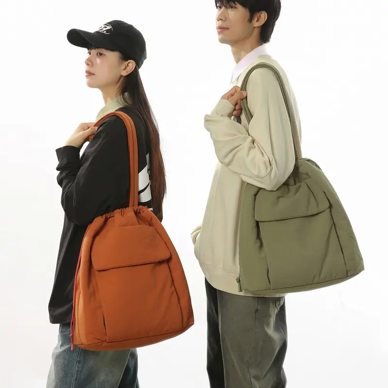 Large Capacity Drawstring Yoga Tote Bag Black - Image 6