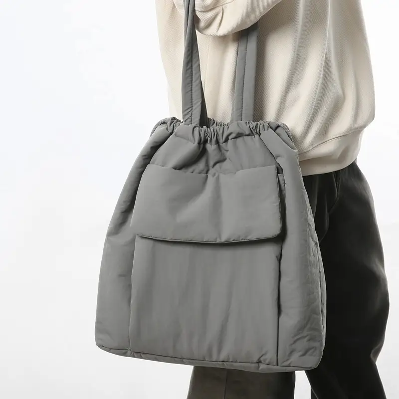 Large Capacity Drawstring Yoga Tote Bag Black - Image 8