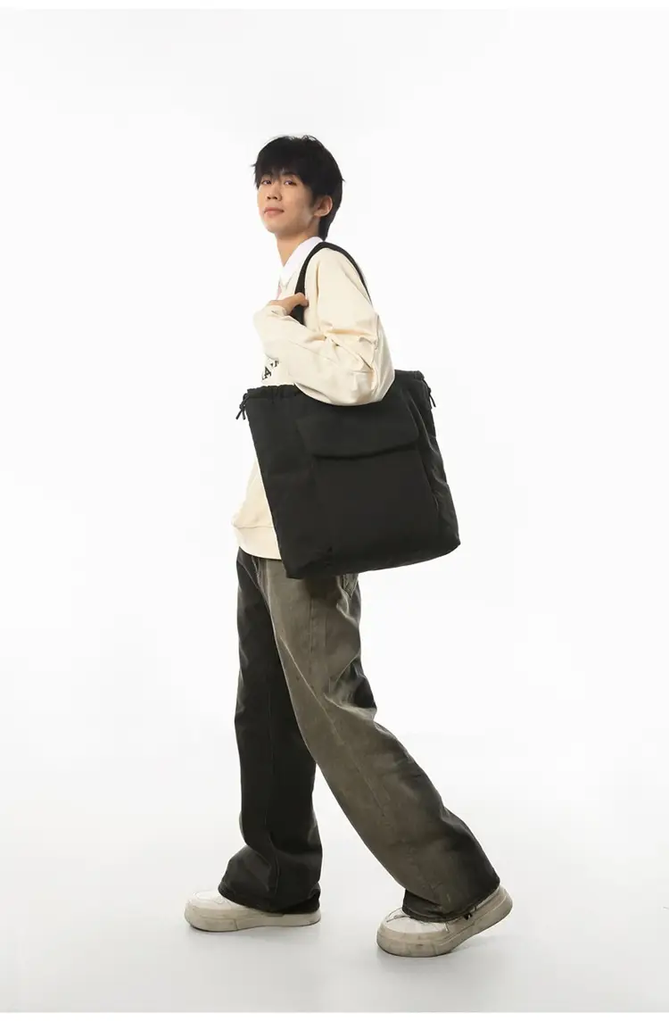 Large Capacity Drawstring Yoga Tote Bag Black — feature 10