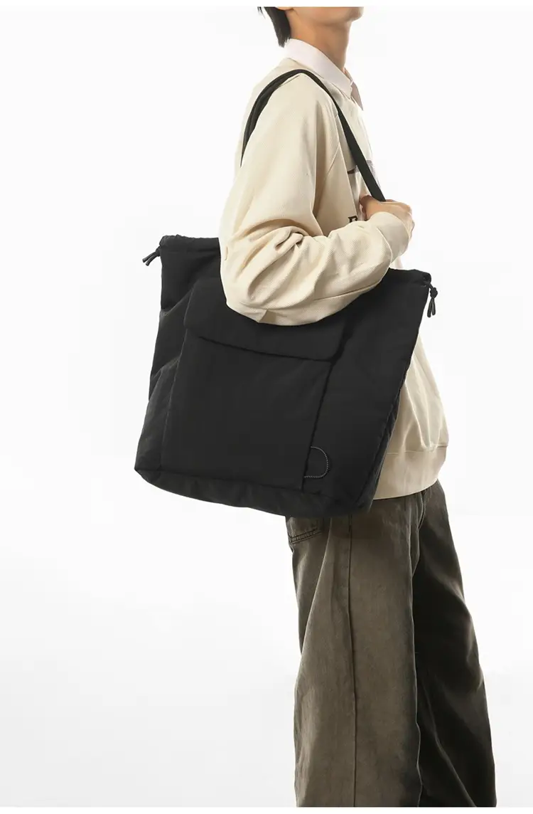 Large Capacity Drawstring Yoga Tote Bag Black — feature 11