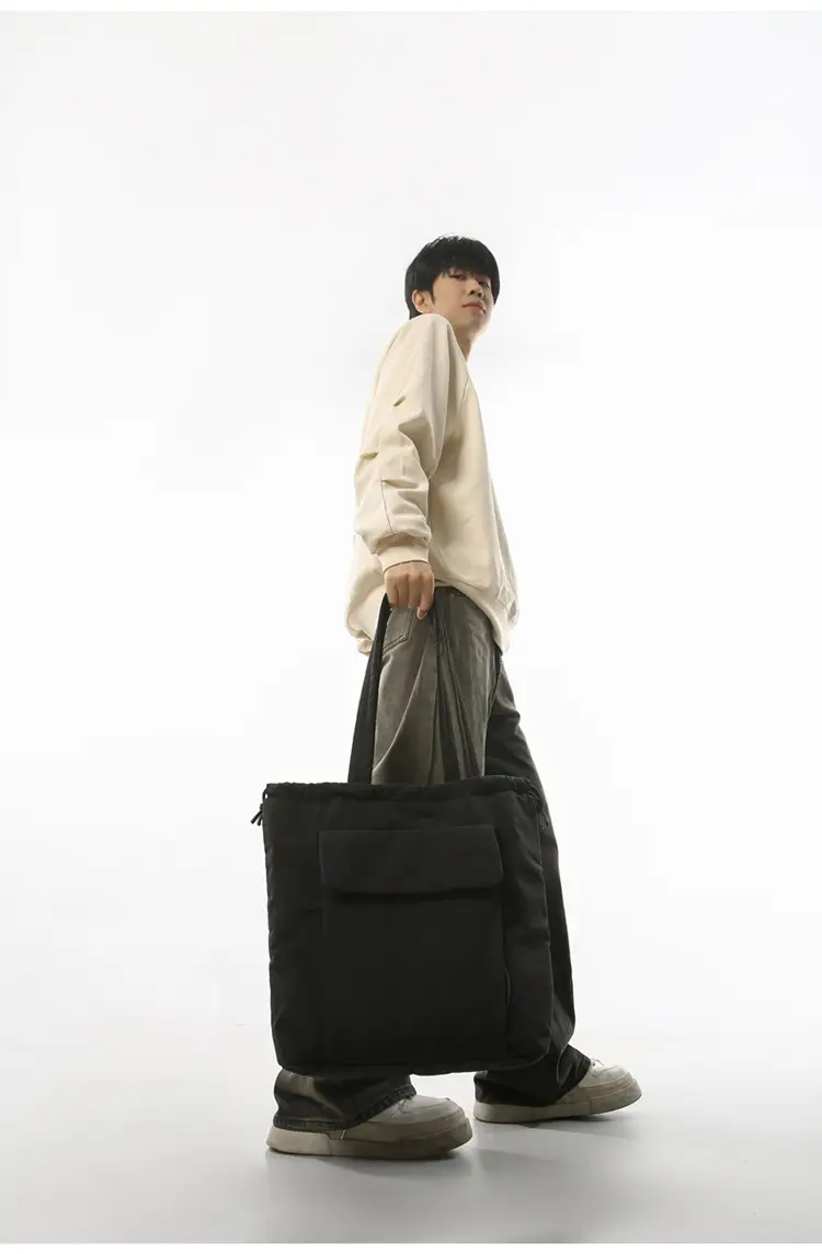 Large Capacity Drawstring Yoga Tote Bag Black — feature 12