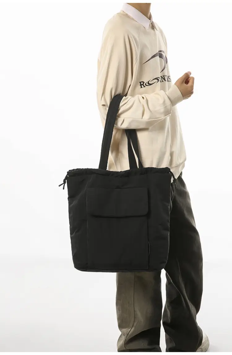 Large Capacity Drawstring Yoga Tote Bag Black — feature 13