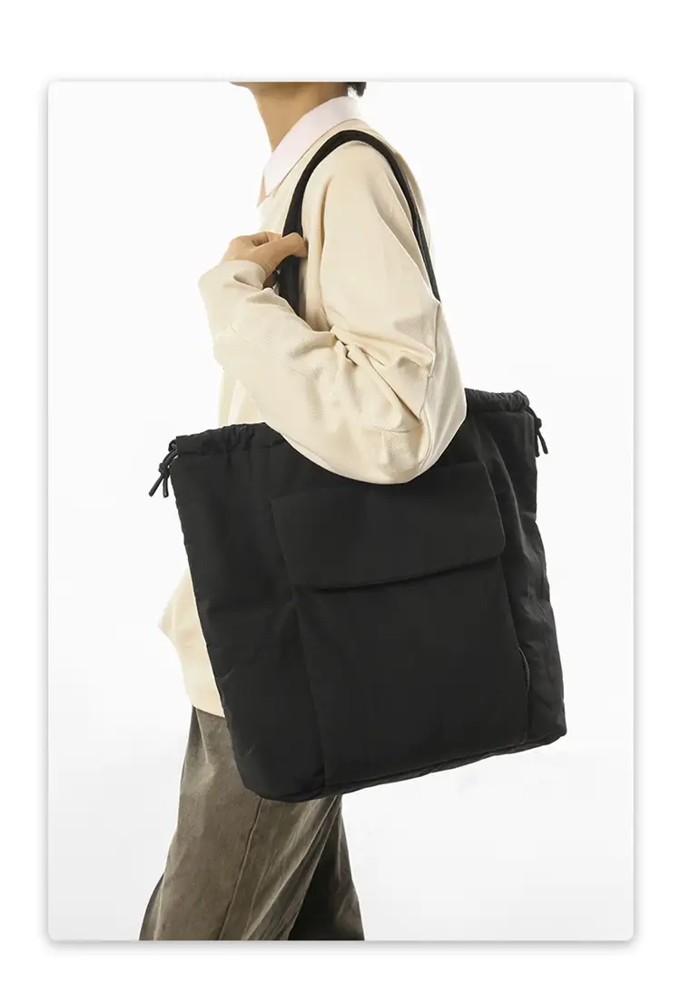 Large Capacity Drawstring Yoga Tote Bag Black — feature 9
