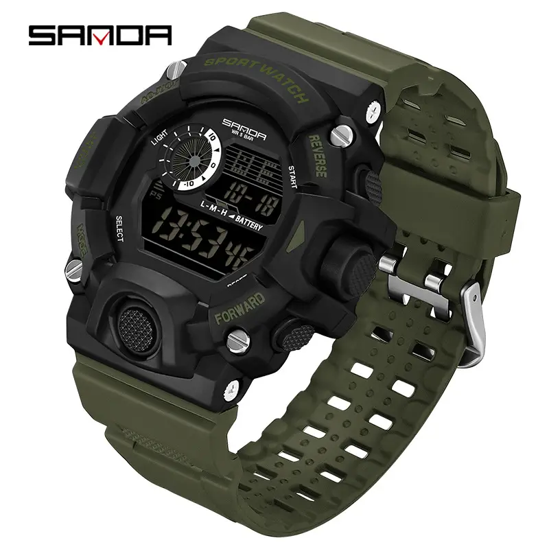 Sanda Digital Watch Black Blue Multifunctional Waterproof