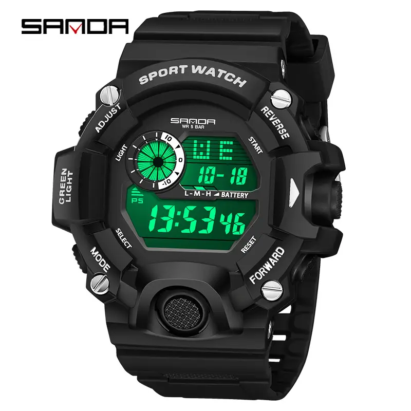 Sanda Digital Watch Black Blue Multifunctional Waterproof