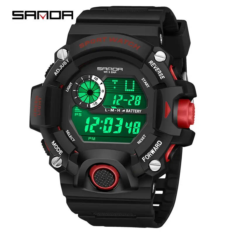 Sanda Digital Watch Black Blue Multifunctional Waterproof