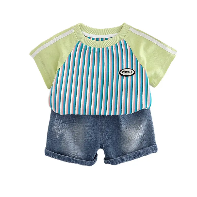 Kids Striped T-Shirt Set Blue White Shorts Set