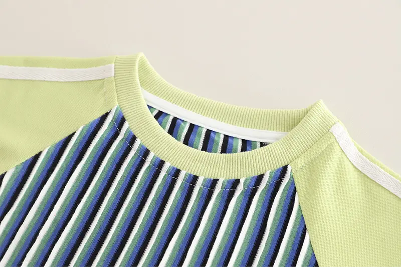 Kids Striped T-Shirt Set Blue White Shorts Set — feature 7
